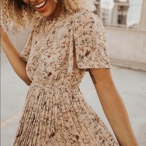 Bohme Pleated Floral Midi Dress